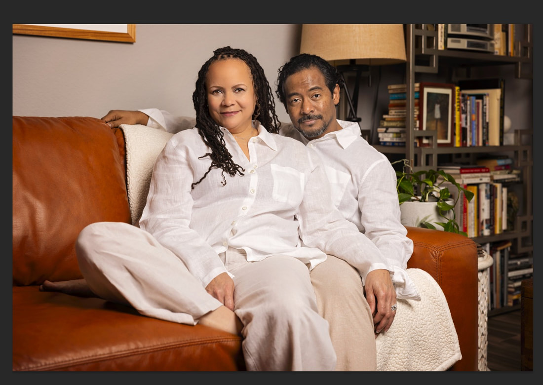 Couple celebrating five (5) years of marriage with having portraits taken in the comfort of their home by Tamieka Smith Photographer a Los Angeles Photographer in Torrance