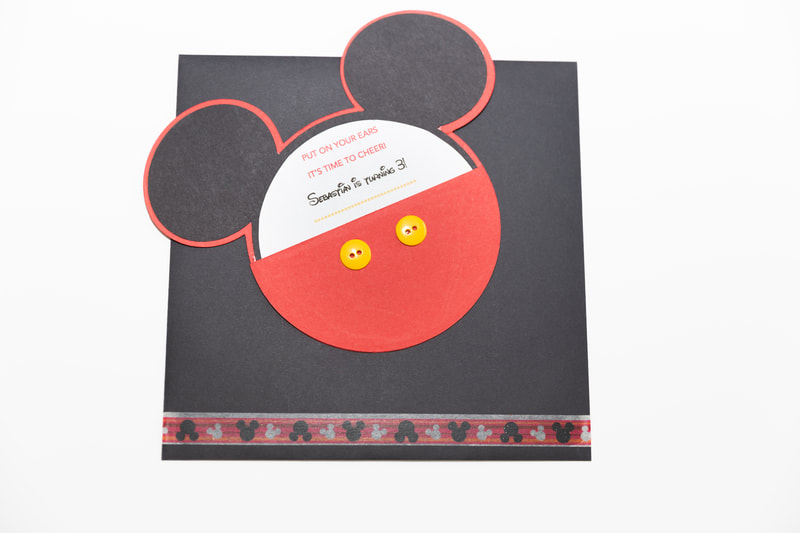 Custom Designed Mickey Mouse Birthday Card with Matching Card