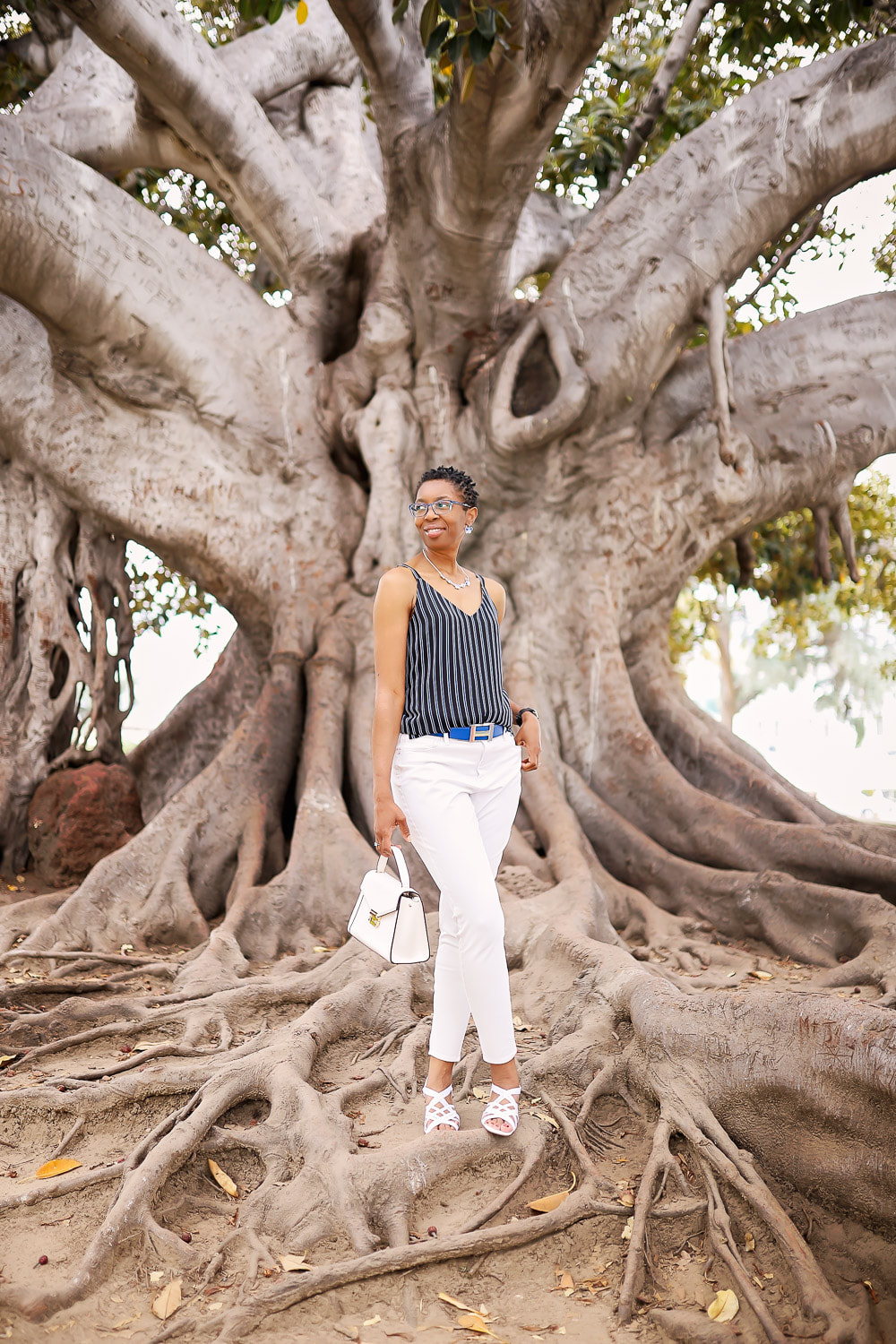 Tamieka Smith standing in front of a tree in Beverly Hills, a Beverly Hills Family Photographer
