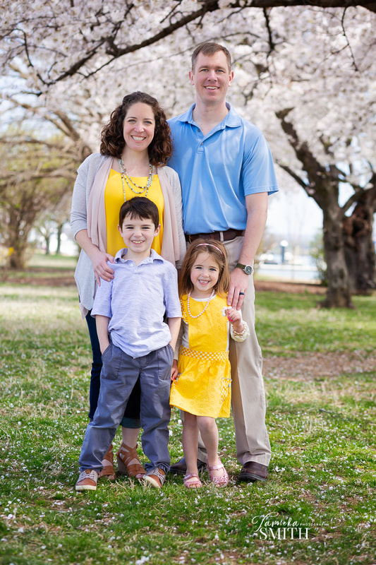 Family Portrait in Washington DC with Cherry Blossoms