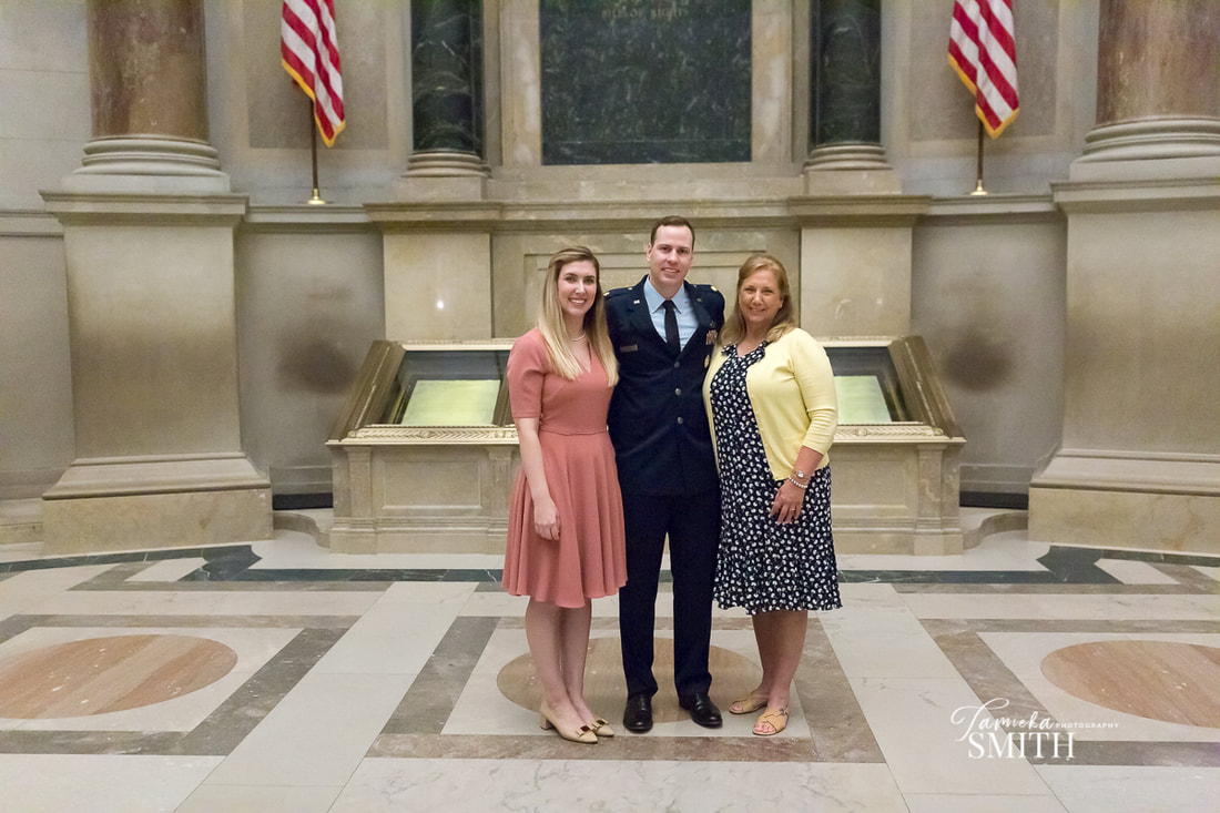 Family picture inside the National Archives Museum in Washington DC - Tamieka Smith Photography