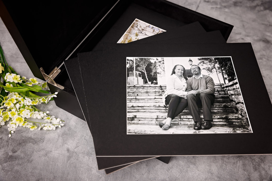 Torrance Family Photographer creates beautiful black wood box for Redondo Beach couple