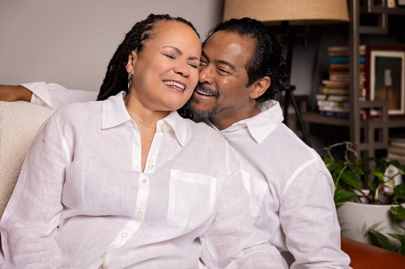 Los Angeles couple celebrating 5 years of marriage with an in home portrait session photographed by Tamieka Smith a Torrance Family Photographer