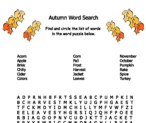 Printable Worksheets for Kids, Fall Activities for Families