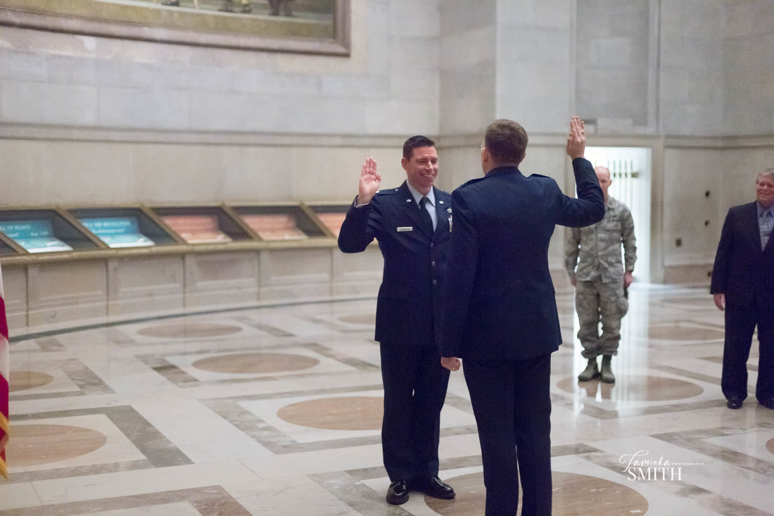 Air Force Officer taking the Oath of Office at the National Archives Museum