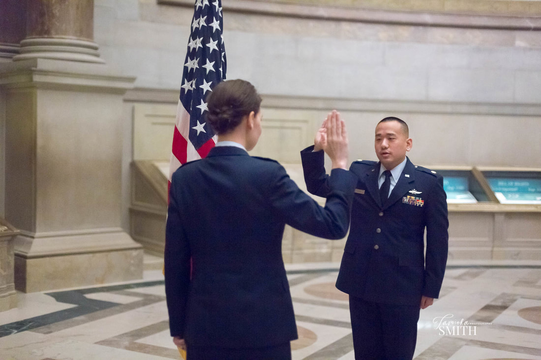 Air Force Officer taking the Oath of Office in National Archives Museum