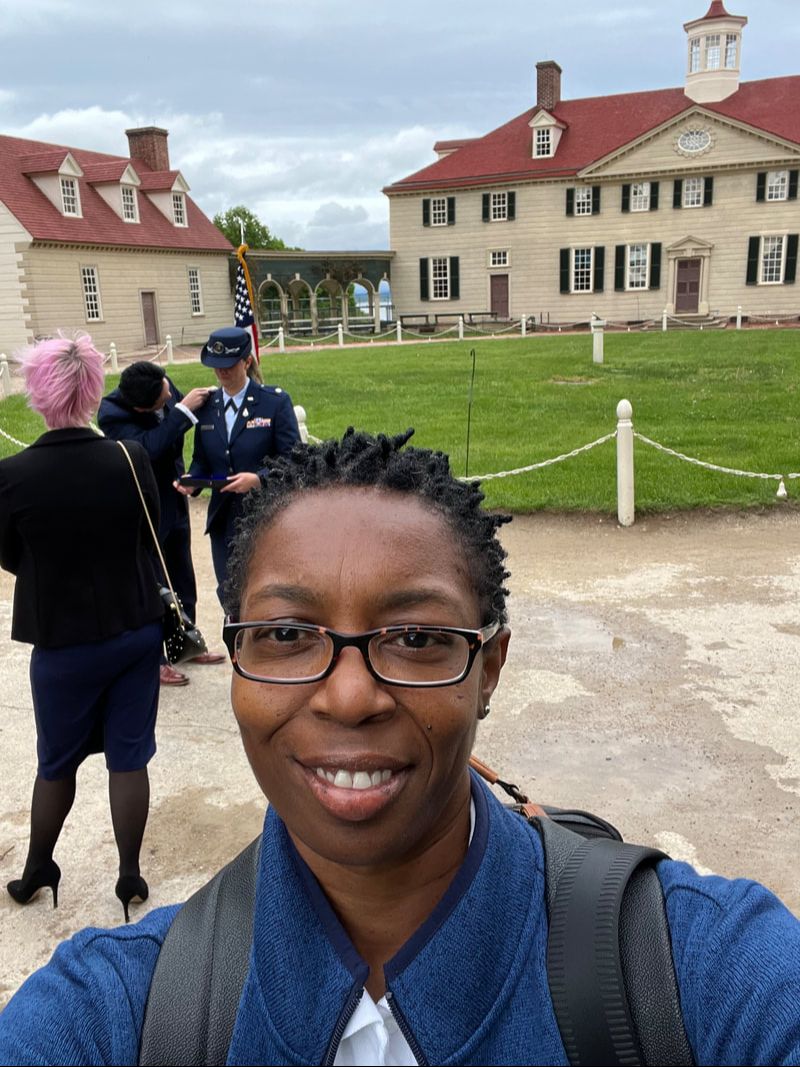 Tamieka Smith Photography selfie at Mount Vernon for Space Force promotion ceremony